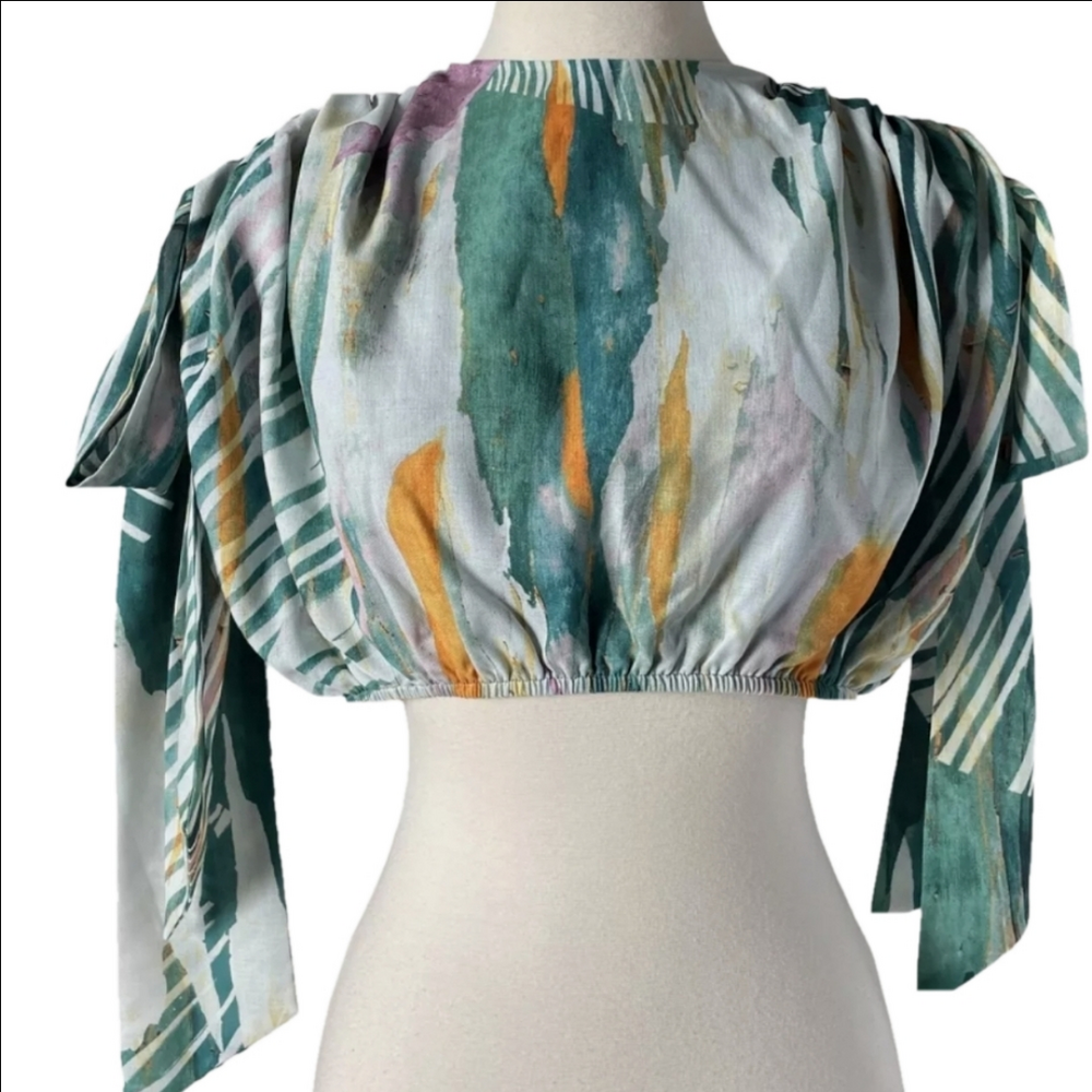 NWT, Andrea Iyamah Halima Abstract Bark Crop Top Sz L